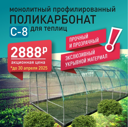 АКЦИЯ на монолитный профилированный поликарбонат С-8 для теплиц